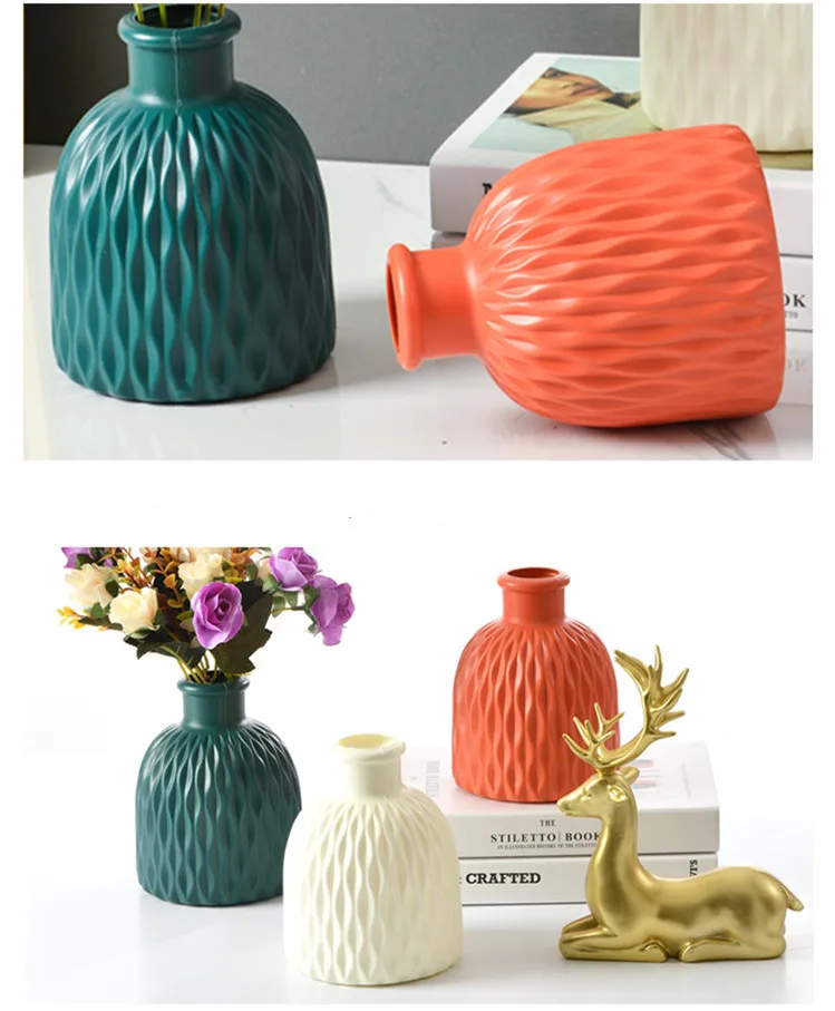 Modern Plastic Flower Vase Plant Artificial Flower Arrangement Container Ornament For Wedding Home Living Room Centerpiece Decor
