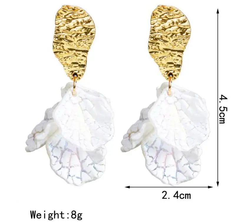 New Design Fashion gold stud earrings White leaf earrings wholesale LX06007