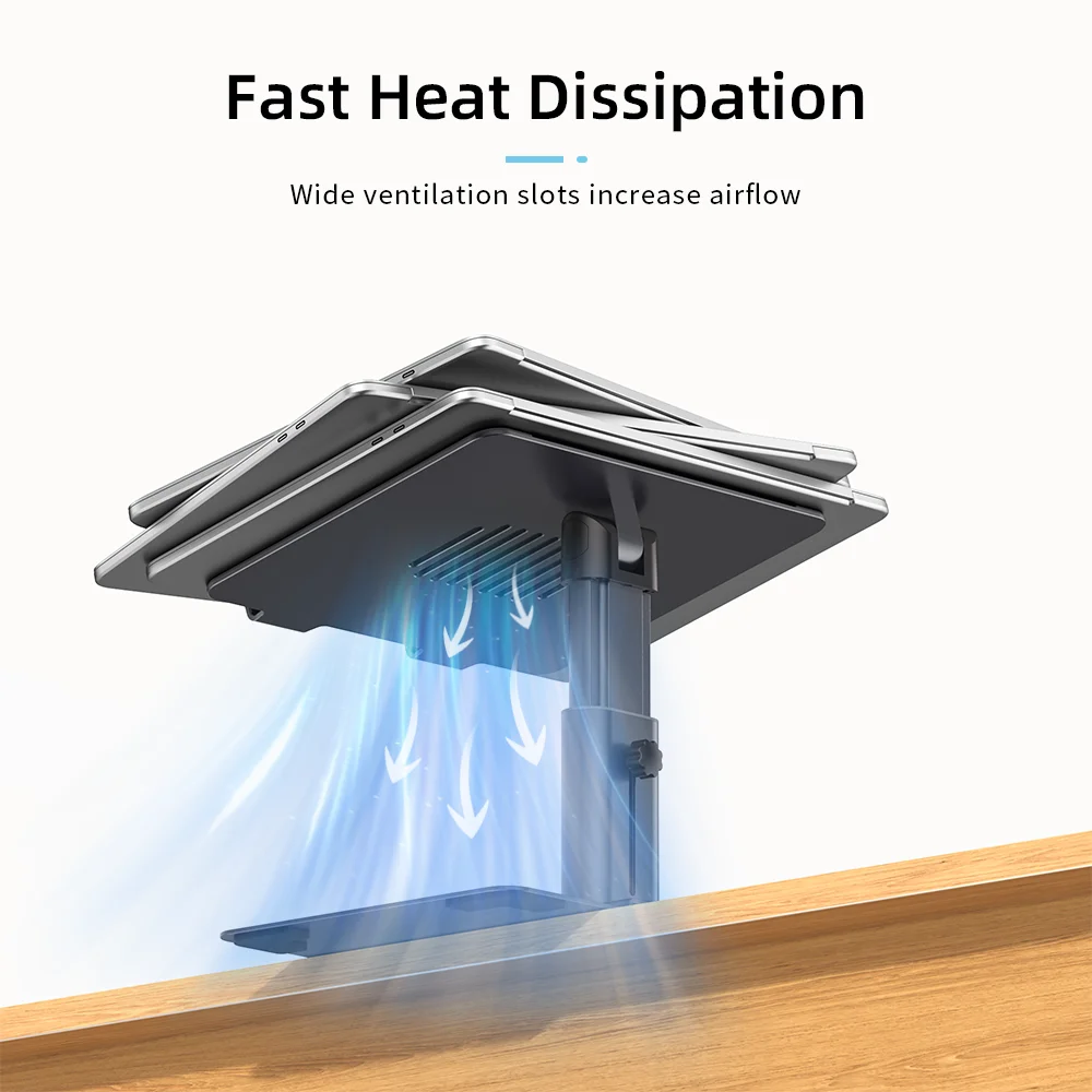 2024 Newest 15W Qi Wireless Charger Aluminum Alloy Height Adjustable Notebook Laptop Stand Holder For Earphone Phone