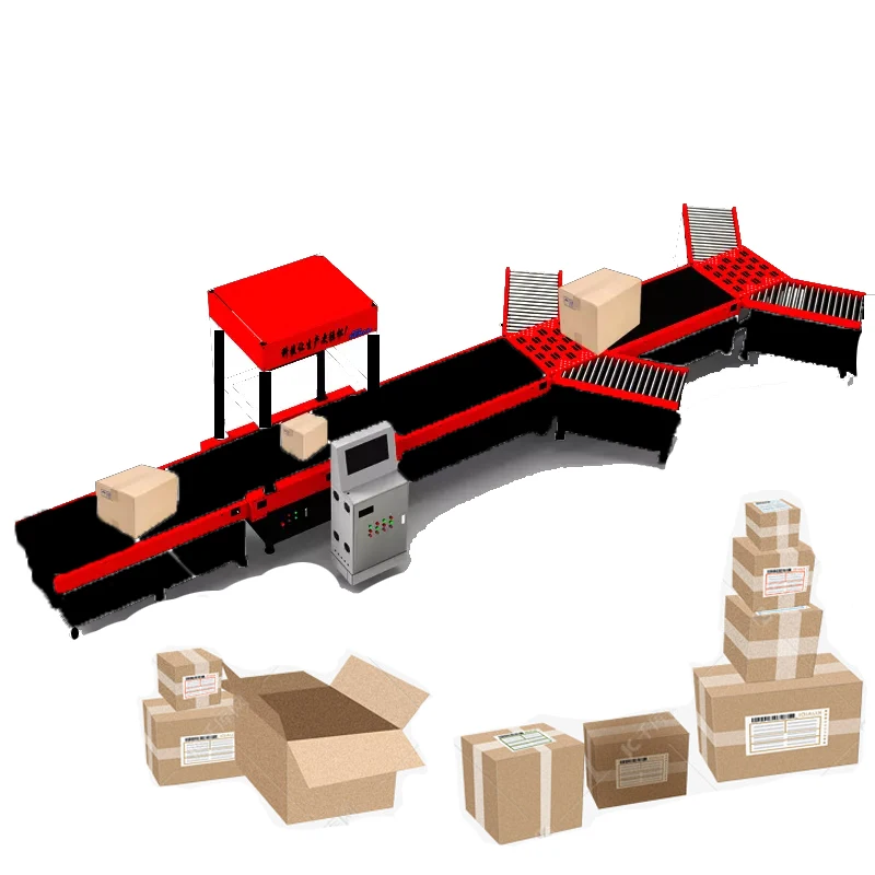Sorting Belt Conveyor Machine Conveyor Scanning Static Dimensioner Weighing Cubing System