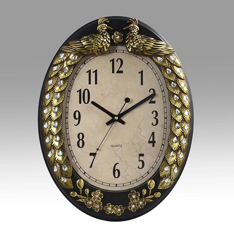 Большой Овальный Павлин монтируется в рамке декоративный дизайн Кристалл бриллиант Лебедь Гусь пластиковые настенные часы