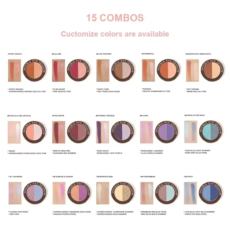 new trending hot sale eyeshadow with your own logo matte shimmer high pigmented 2 in 1 eyeshadow vegan cruelty free