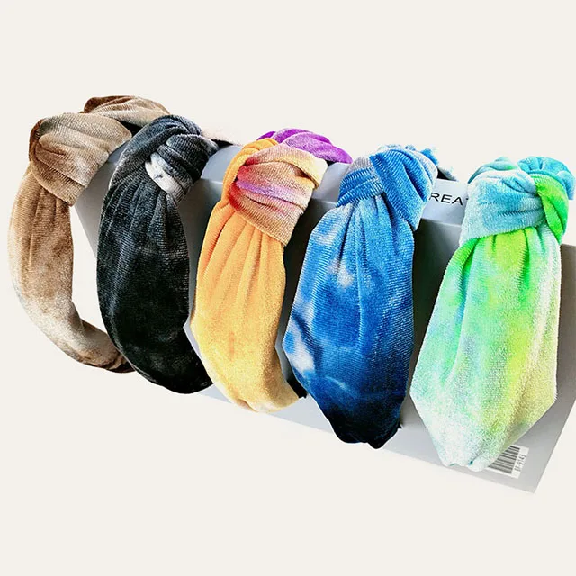 
New Tie-Dyed Velvet Knotted Hair Band For Ladies Outing Fashion Hair Accessories 
