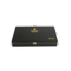 OEM Black Matte Cigar Packaging  Flip Okoume Wood Gift Box Cohiba Latched cigar Humidor Case