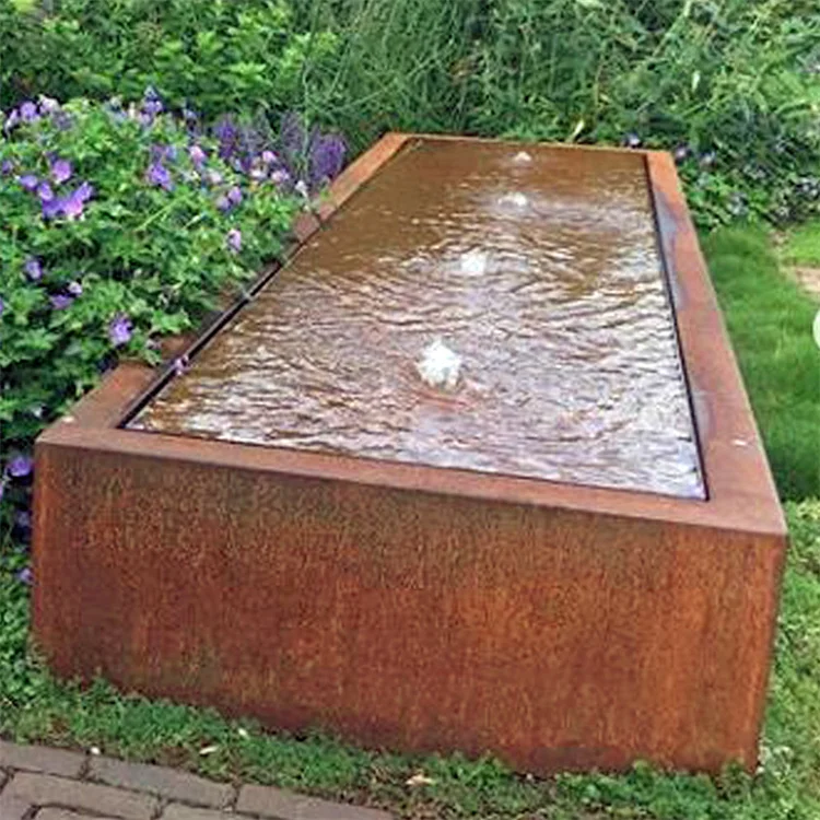 Garden metal waterfall with rain curtain customized corten steel water feature outdoor