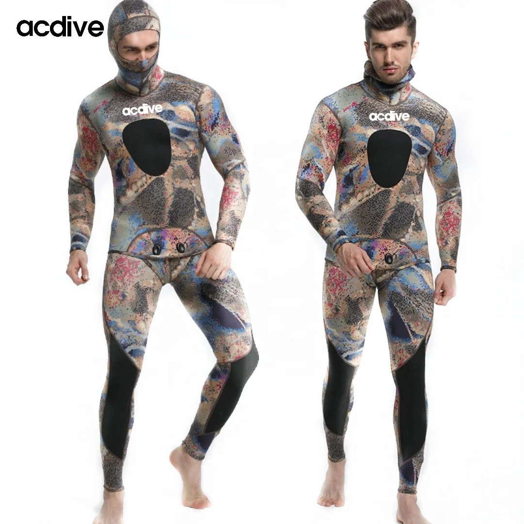 Professional Customized 3mm Camo Neoprene Men Diving 2PCS Fishing Scuba Spearfishing Sports Wetsuit