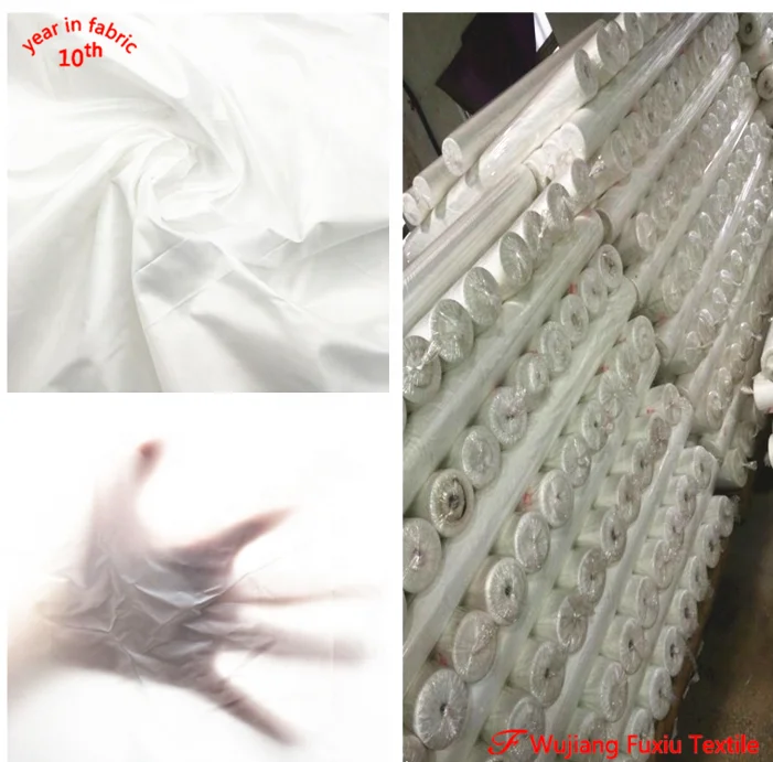 stock lot 320T 400T 30D 20D  white down bag fabric downproof weave polyester interlining fabric