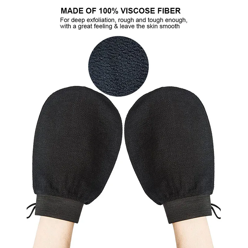 Hot Sale Shower Body Exfoliation Silk Gloves Scubber Viscose Fiber Bath Leg Hand Deep Exfoliating Dead Skin Remover Scrub Mitt