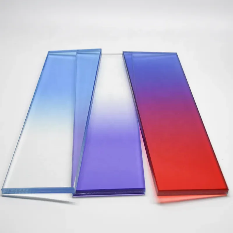 Hot sale Double Glazing Colorful Translucent Gradient Artist Laminated Glass for decoration commercial building door