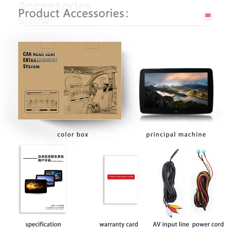 Universal 11.6 Inch Car Rear Entertainment   Android 9.0 Car Touch screen Monitor  Headrest Player for W447