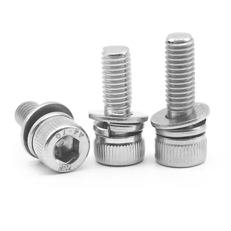 Free Sample Stainless Steel M2 M2.5 M3 M4 M5 M6 Cap Head Sems Assembly Screw Bolt With Flat Washer and Spring