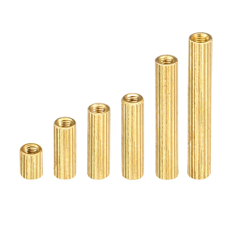 Brass Copper Knurled Round Female To Female Standoff M2 Threaded Thought Hole Pcb Spacer