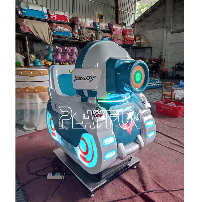 Playfun coin operated arcade kids small machine ride on cars tank swing game machines fiberglass child 3D video games