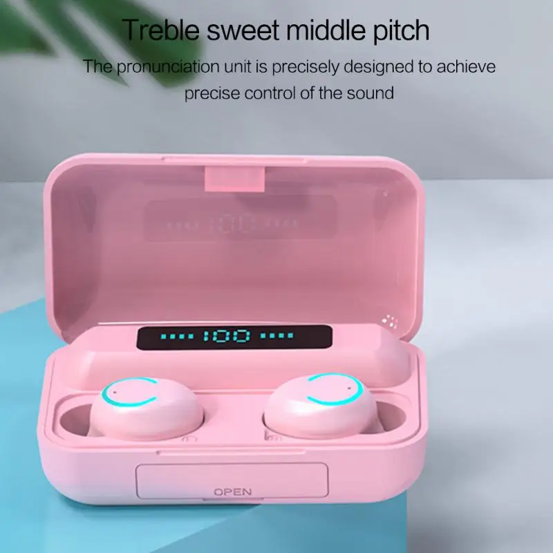 F9 наушники-вкладыши tws true wireless stereo Наушники bluetooth v5.0 наушники со светодиодным дисплеем 2000 мАч батарея микрофон
