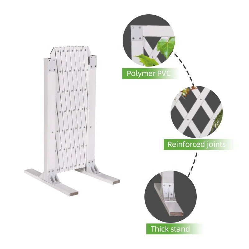 stretch faux wood Eco-friendly vinyl plastic PVC picket fence white foldable lattice fence for garden backyard outdoor garden