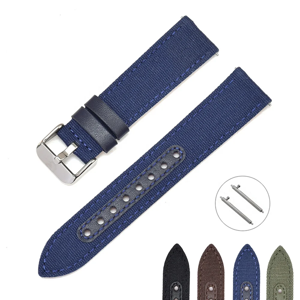 18mm 20mm 22mm 24mm Genuine Leather Nylon Strap for Samsung Galaxy Watch 42mm 46mm Active 2 S3 Bracelet Band Huawei GT/2/2e/Pro