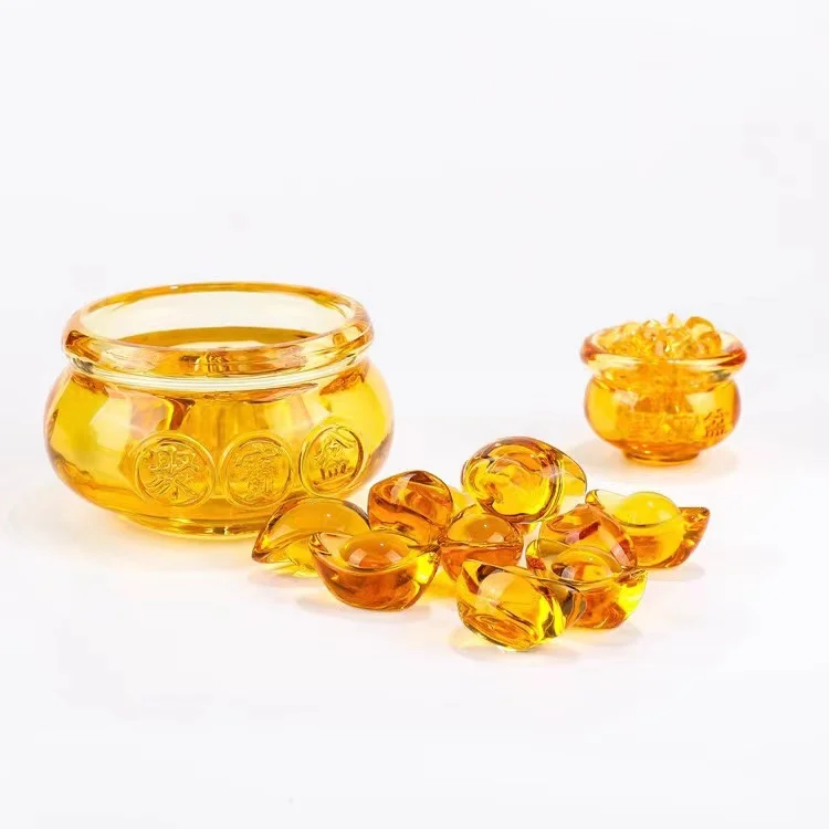 Wholesale High Standard Transparent Direct Sales Wholesale Clear Crystal Ornament Cornucopia And treasure bowl Ingots