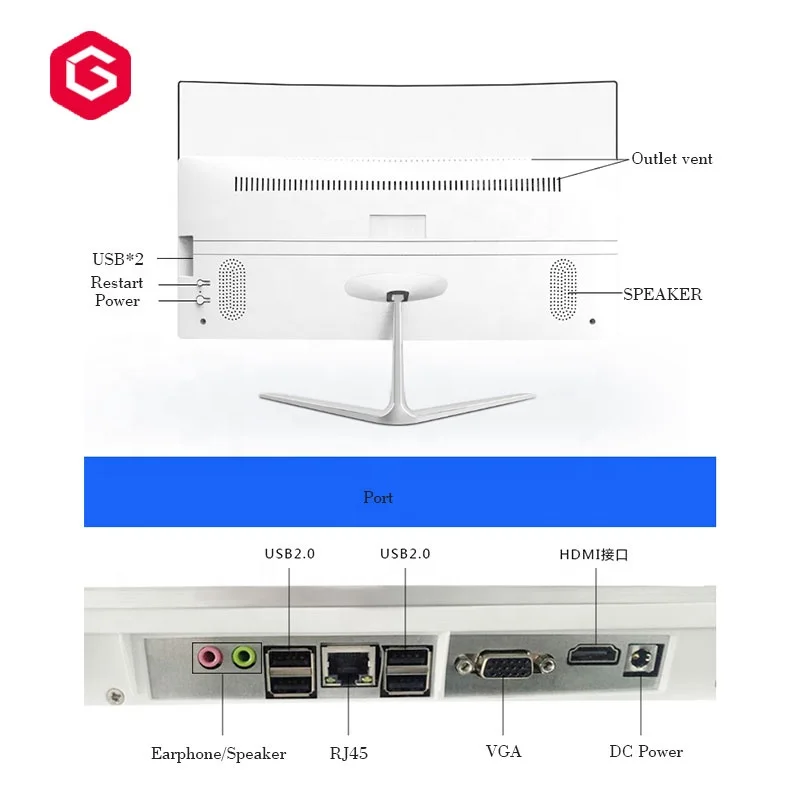 Cheap 23.8 inch desktop computer with I3 I5 I7 processor 4GB DDR3 all in one pc