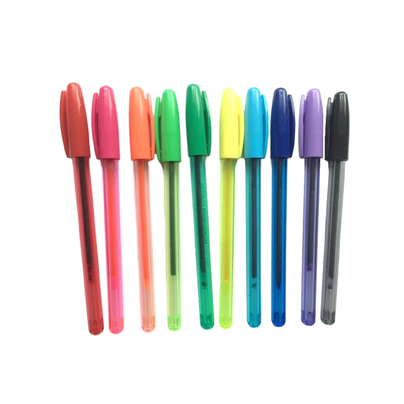 Simple Art Promotional Ballpoint Pen Cheap Plastic Stick Ballpen 1.0mm Writing Width Back to School Accessory