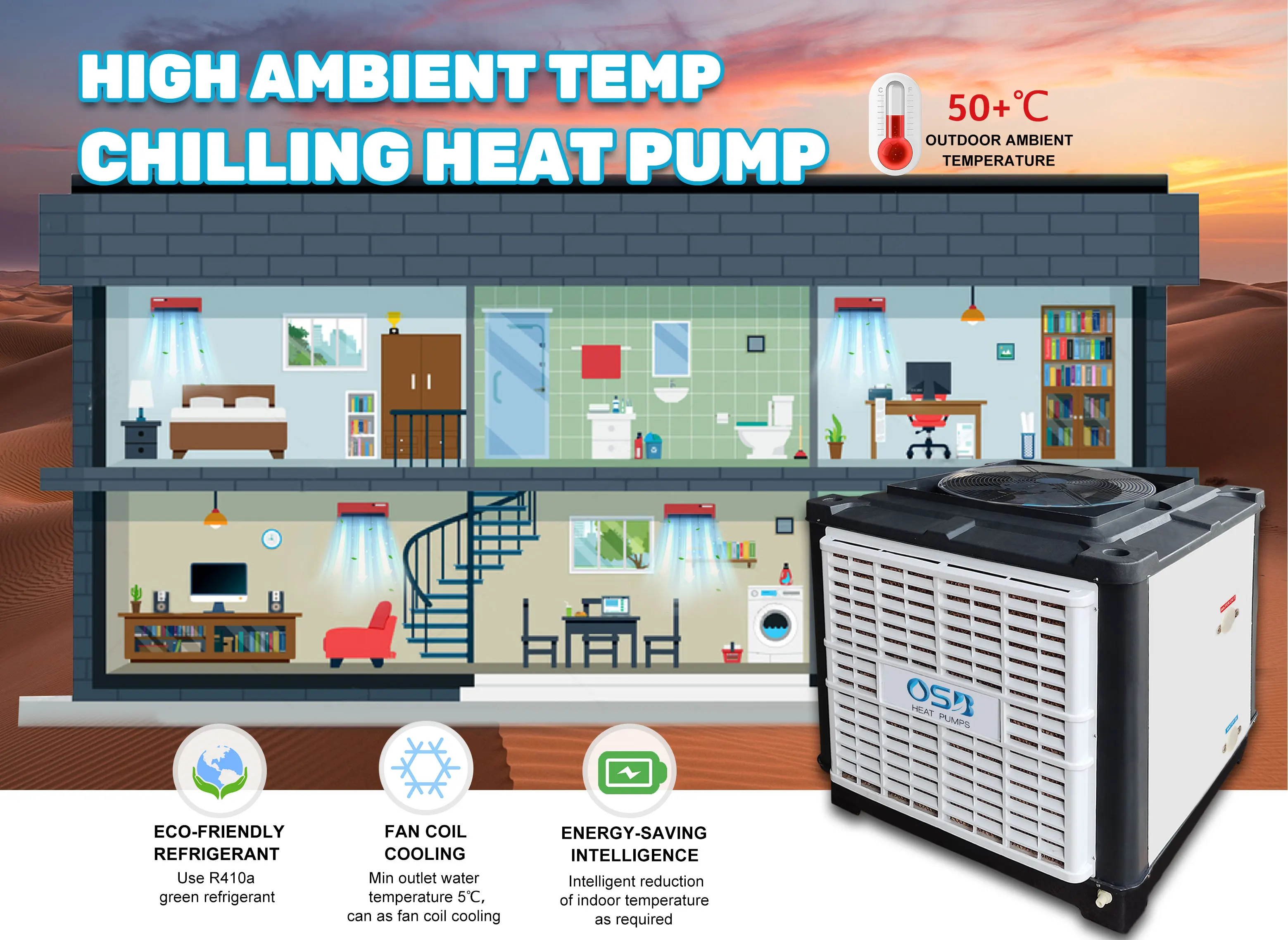 Heat and Cool Pump Chiller Water Cooled Industrial Scroll Temperature Sensor for Water Chiller