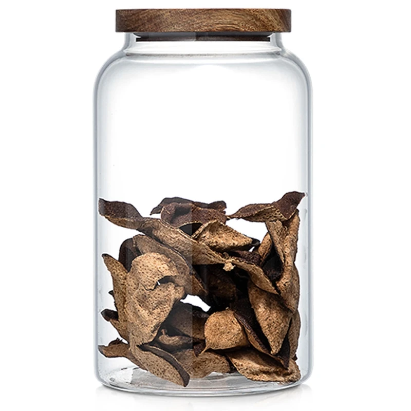 Герметичная стеклянная банка бамбуковая Крышка герметичная Прозрачная Круглая