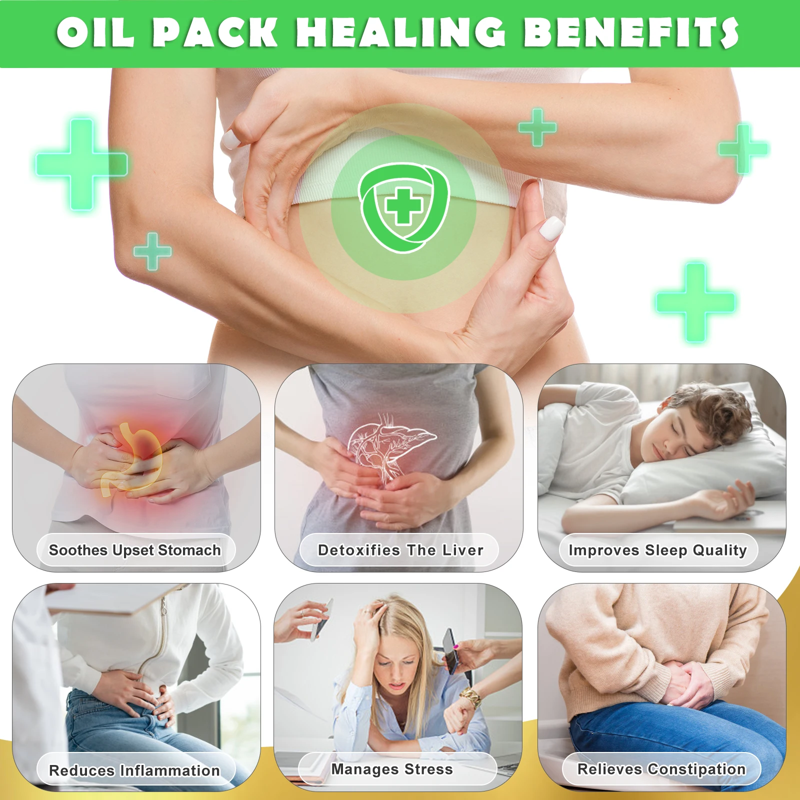 ALIVER 12 Pack Ultra-Absorbent Self-Adhesive Oil Wrap Disposable Organic Cotton Castor Oil Pack Wrap For Liver Detox