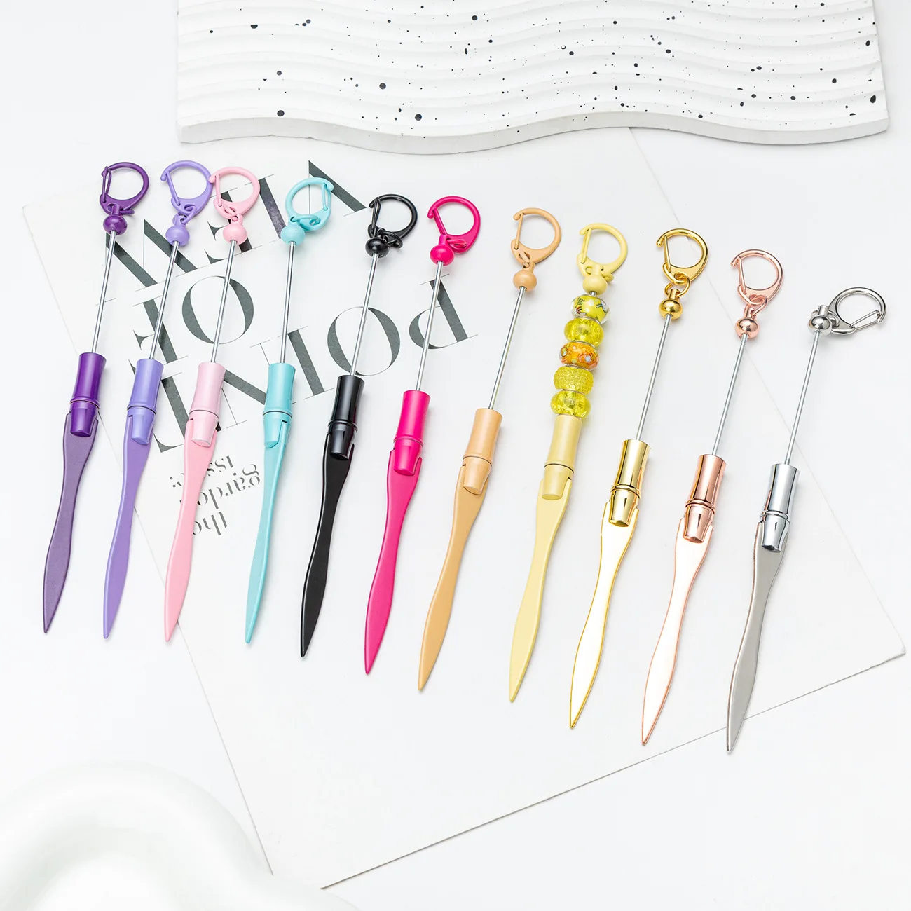 2024 New Arrival DIY Add Silicone Beads DIY Alloy Letter Opener Knife Multi-functional Metal Envelope Opener Keychain