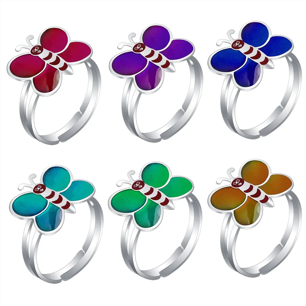 temperature sensor ring temperature control color change women children ring animal metal children rings