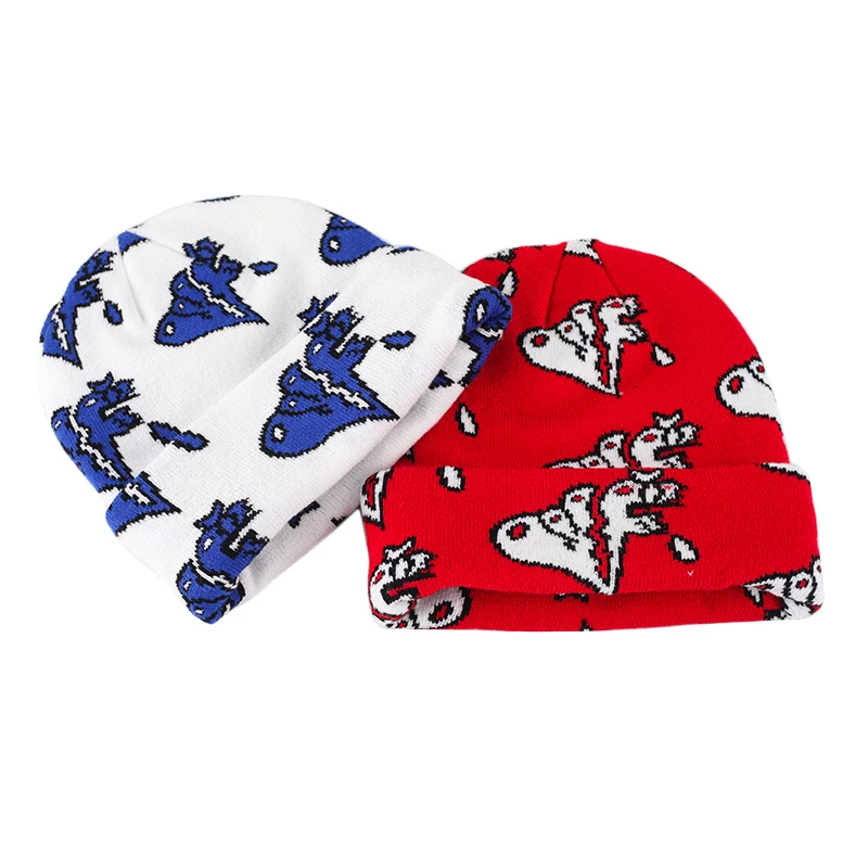 Colorful New Style Support Sample Jacquard Beanie Winter Hat cuffless Beanie acrylic knit Custom Beanie Hat
