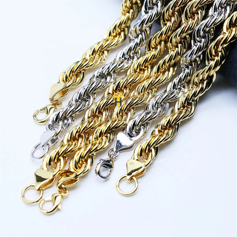 Wholesale coper necklace mens 14k 18k gold plated filled cable franco chain figaro chain rope chain