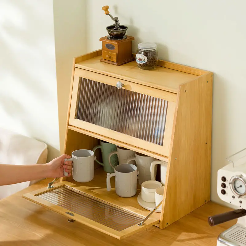 Kitchen shelf bamboo countertop seasoning knife shelf multi-layer oil salt sauce vinegar storage shelf without drilling