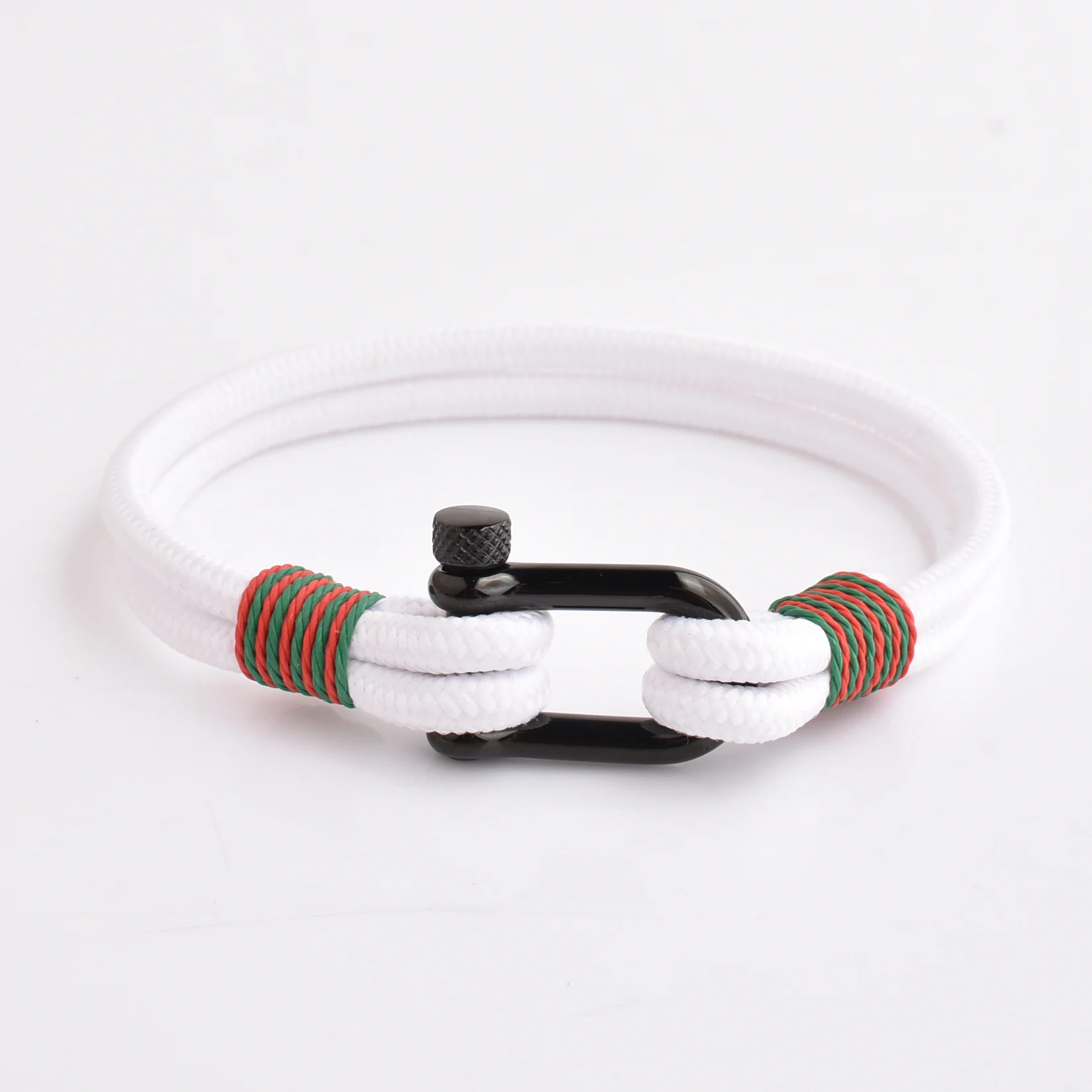 Wholesale Newest White Stainless Steel D Buckle Metal Moroccan Nylon Bracelet  For Men