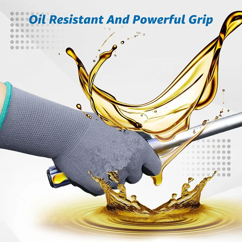 Wholesale Custom Comfortable Garden Industrial Protective Glove Nitrile Palm Waterproof Anti-oil Safety Work Gloves