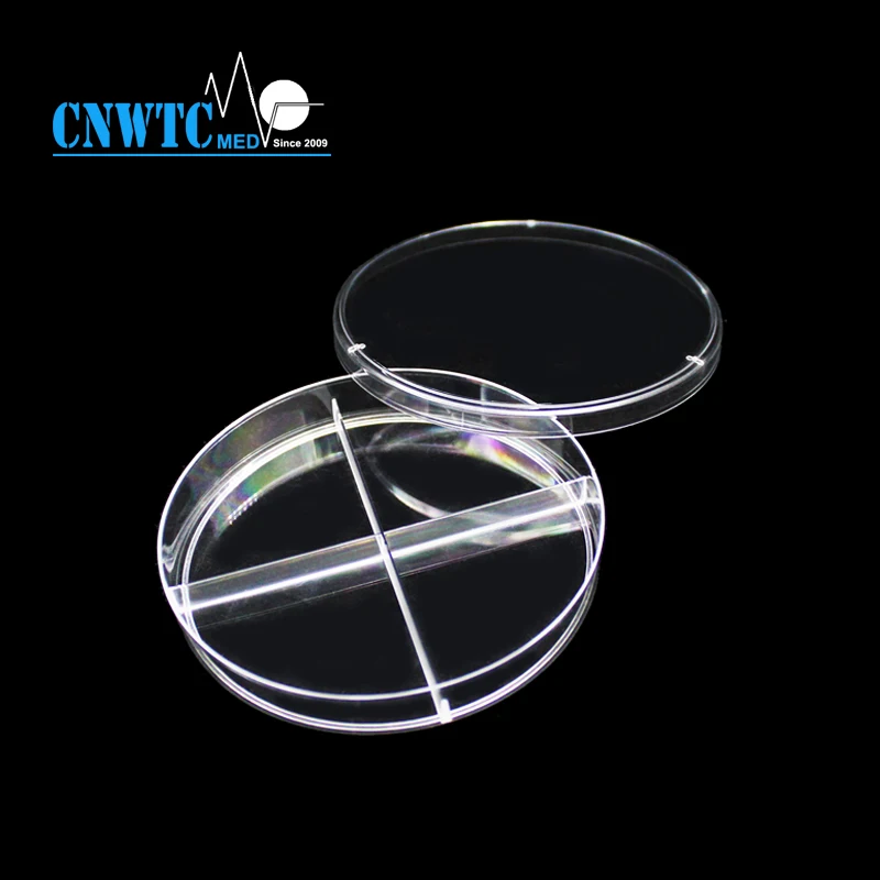 Sterile Disposable Plastic 90x15mm Two Rooms Petri Dish 60mm 35mm 150mm