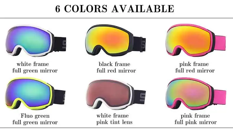  Best TPU frame snowboarding glasses anti scratch UV400 mirrored skiing