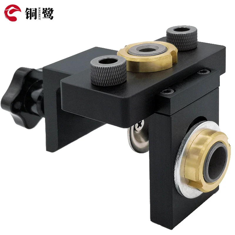 KEGRET 3 In 1 Hole Jig Adjustable Dowel Jig Drill Kit 6/8/10mm Drill Bit Woodworking Drilling Positioner Punch Locator