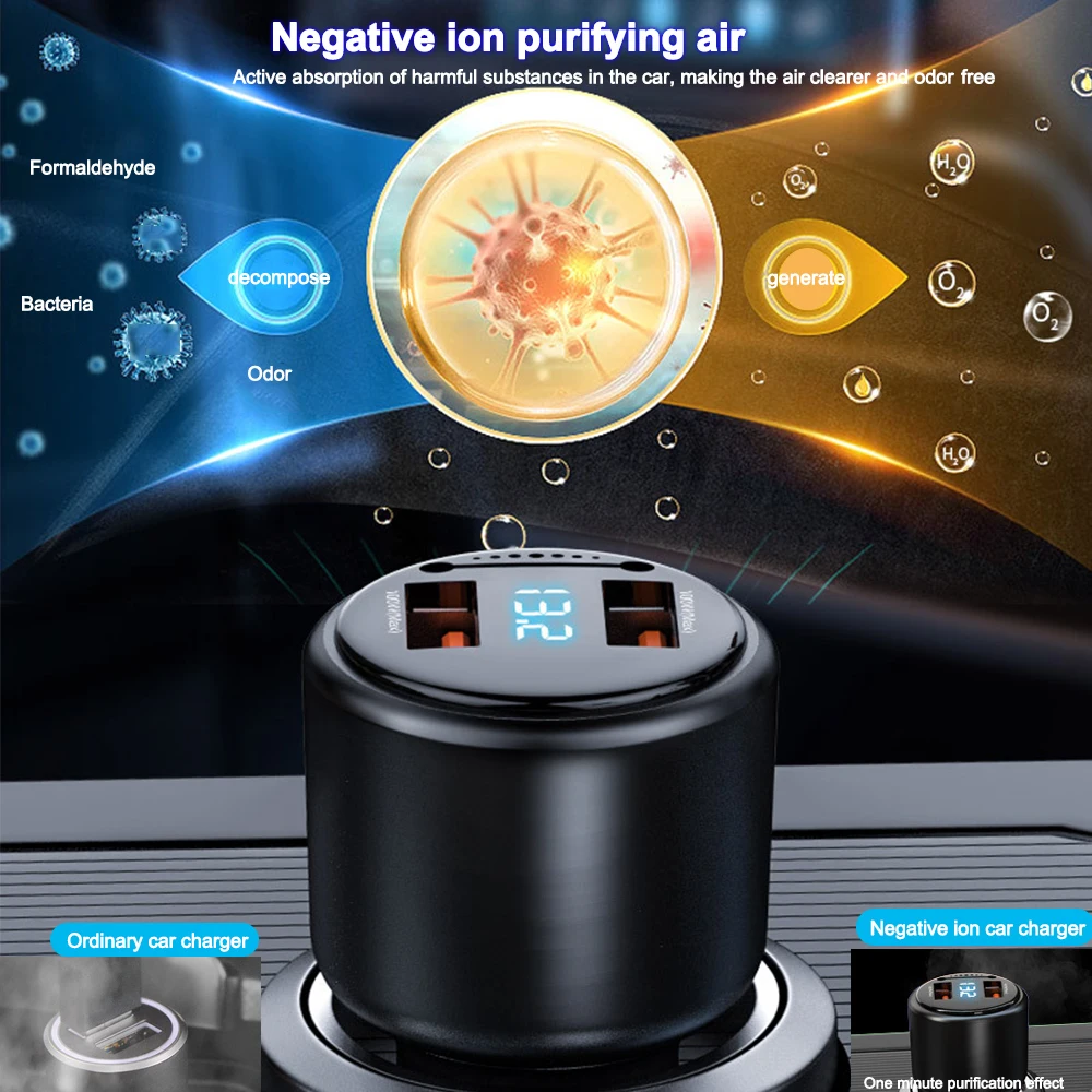 The New Listing Car Charger PD3.0 Fast Charger Multi-function Cigarette Lighter 65w Flash Charger With LED Display 12V 24V