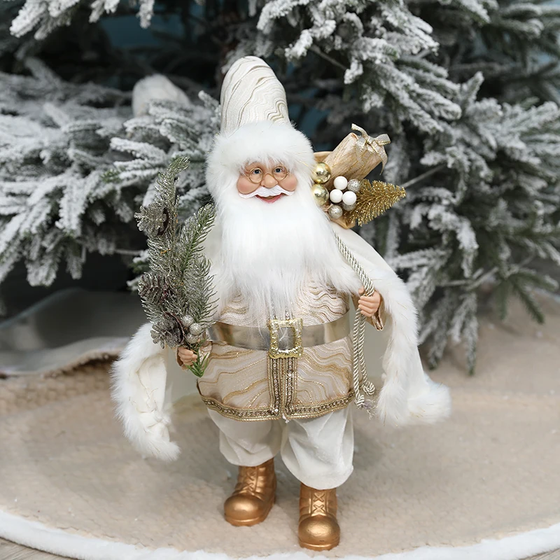 Newest 12'-36' Santa Claus with Gift Bag and Flowers Christmas Tree Decoration Handmade Santa Festival Decoration Toys