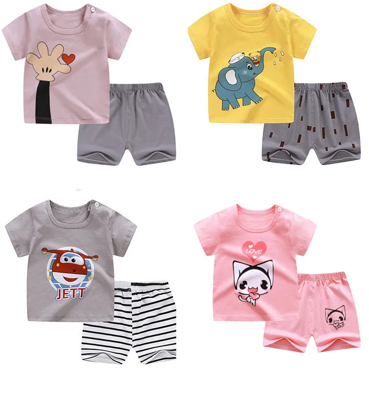 
hot sale amazon ebay supplier short sleeve baby clothing sets cotton baby clothing set 