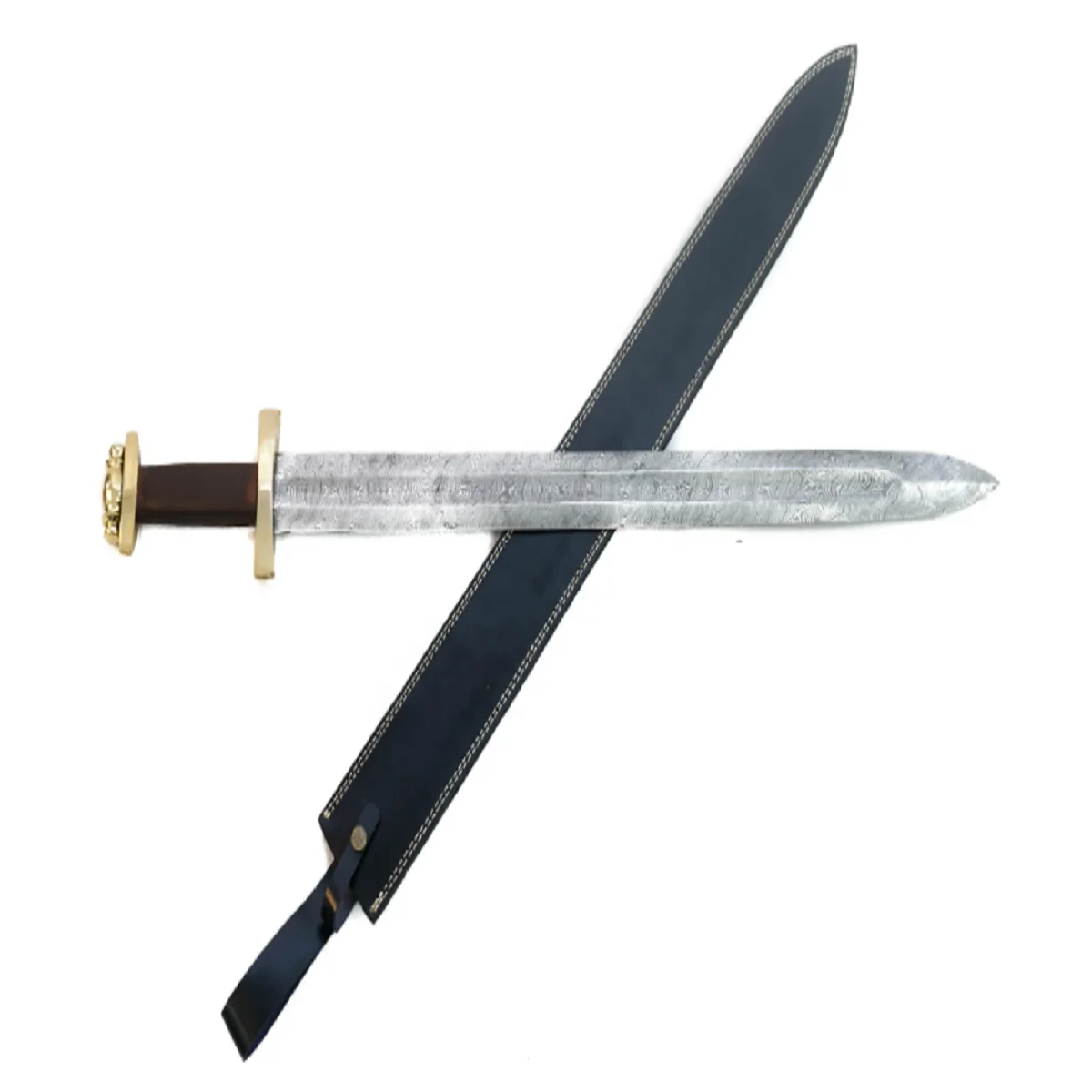 Custom Handmade Damascus Steel Viking Style Sword Longsword  Gladius With Leather sheath  drop shipping