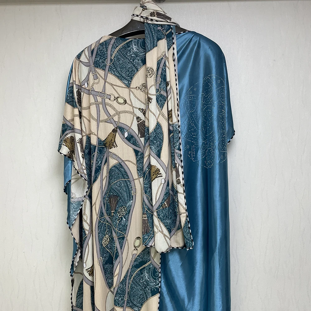 MC-1613 Hot Sale Islamic clothing women dress Kaftan hijab lady abaya printed Muslim long dress with scarf kaftan