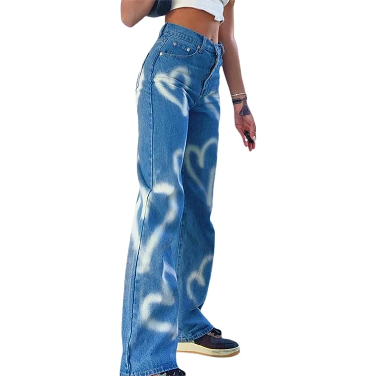 High waist boy friend pantalon jean femme 2024 vintage washed cargo femme wide leg denim straight pants y2k baggy jeans womens