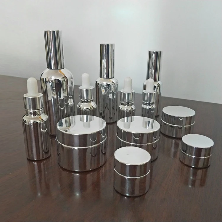 Glass bottles electroplated with silver metal are used in luxury car coating containers