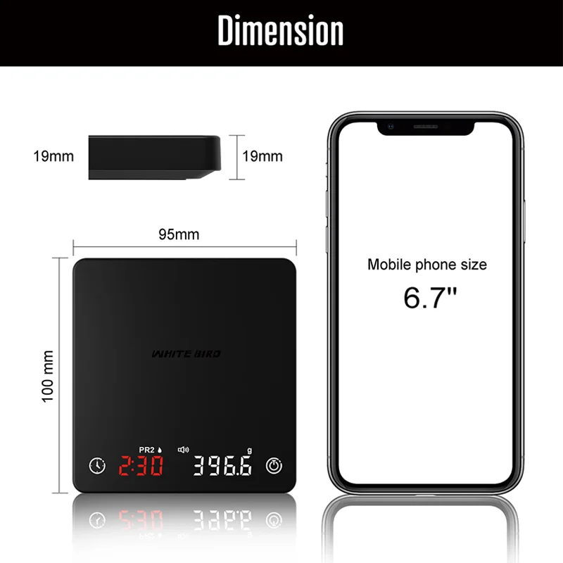 2024 New Mini Smart Type C Charging Coffee Ccale Sound Switch Electronic Coffee Scale Scale Digital For Coffee