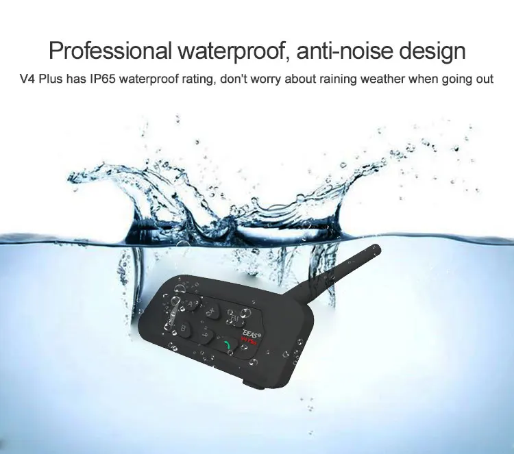 EJEAS V4 plus 4 riders group intercom bluetooth headset helmet motorcycle full duplex wireless communication