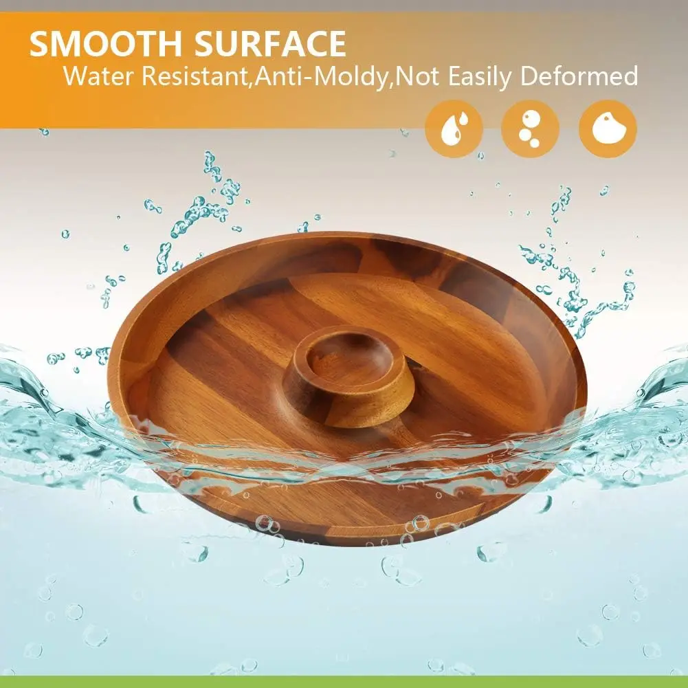 Round Shape Modern Solid Wood Tray with Plated Surface for Home