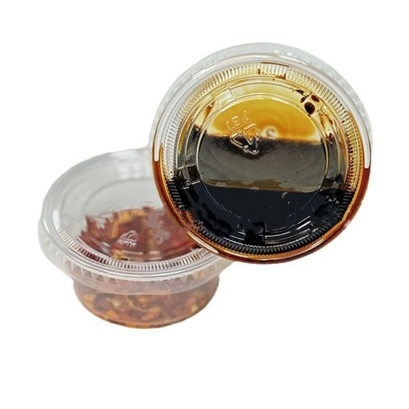 Wholesale Disposable Clear PP/PET Plastic Sauce Cups with Lids for Yogurt Milk Candy Sugar Pet Food and Olive Oil