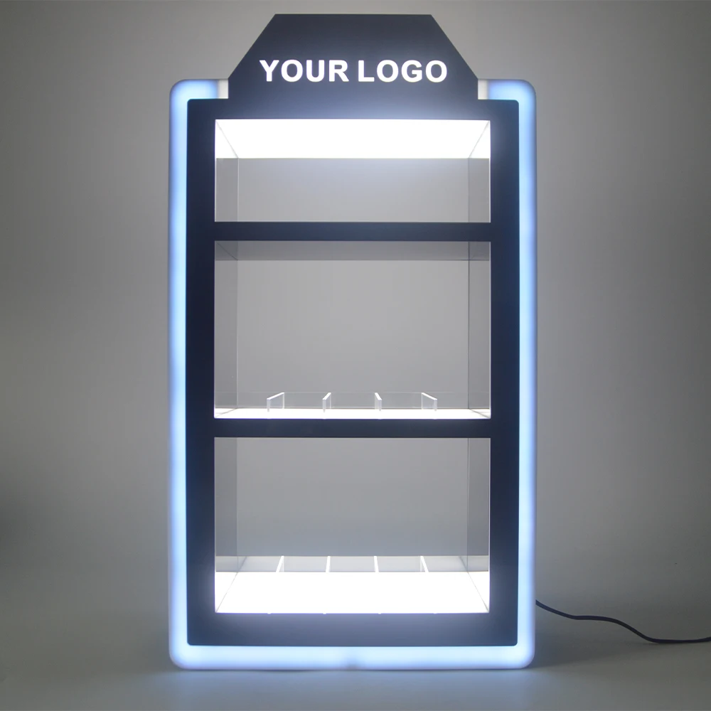 Customize Cigarette Display Stand Counter top Smoking Shop LED lighting Acrylic Display