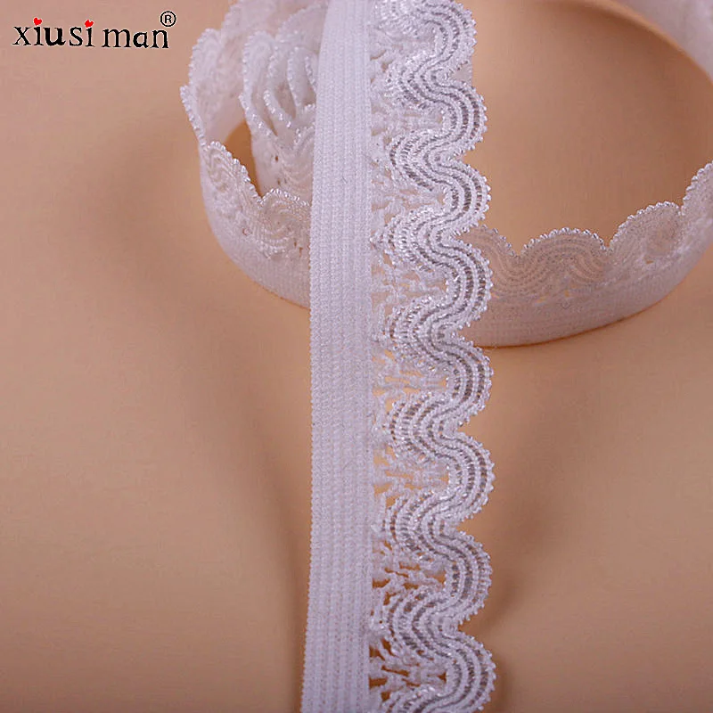 
Latest fabric lace white clothing sewing webbing lace trim knitting embroidery underwear elastic trimming lace C131 