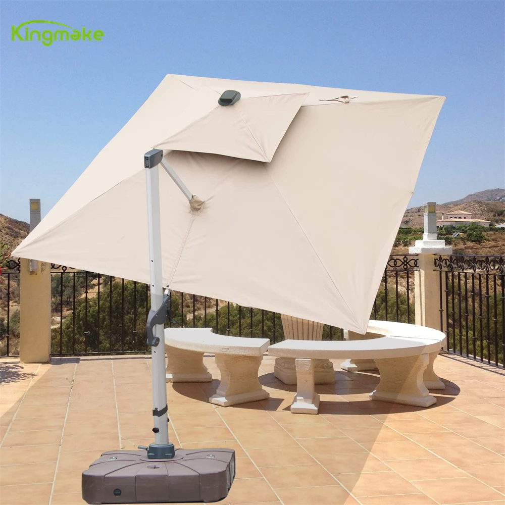 Garden Luxury Patio Furniture set Hotel Used Beach Solar-powered Leds Umbrella & Base Parasol Umbrellas